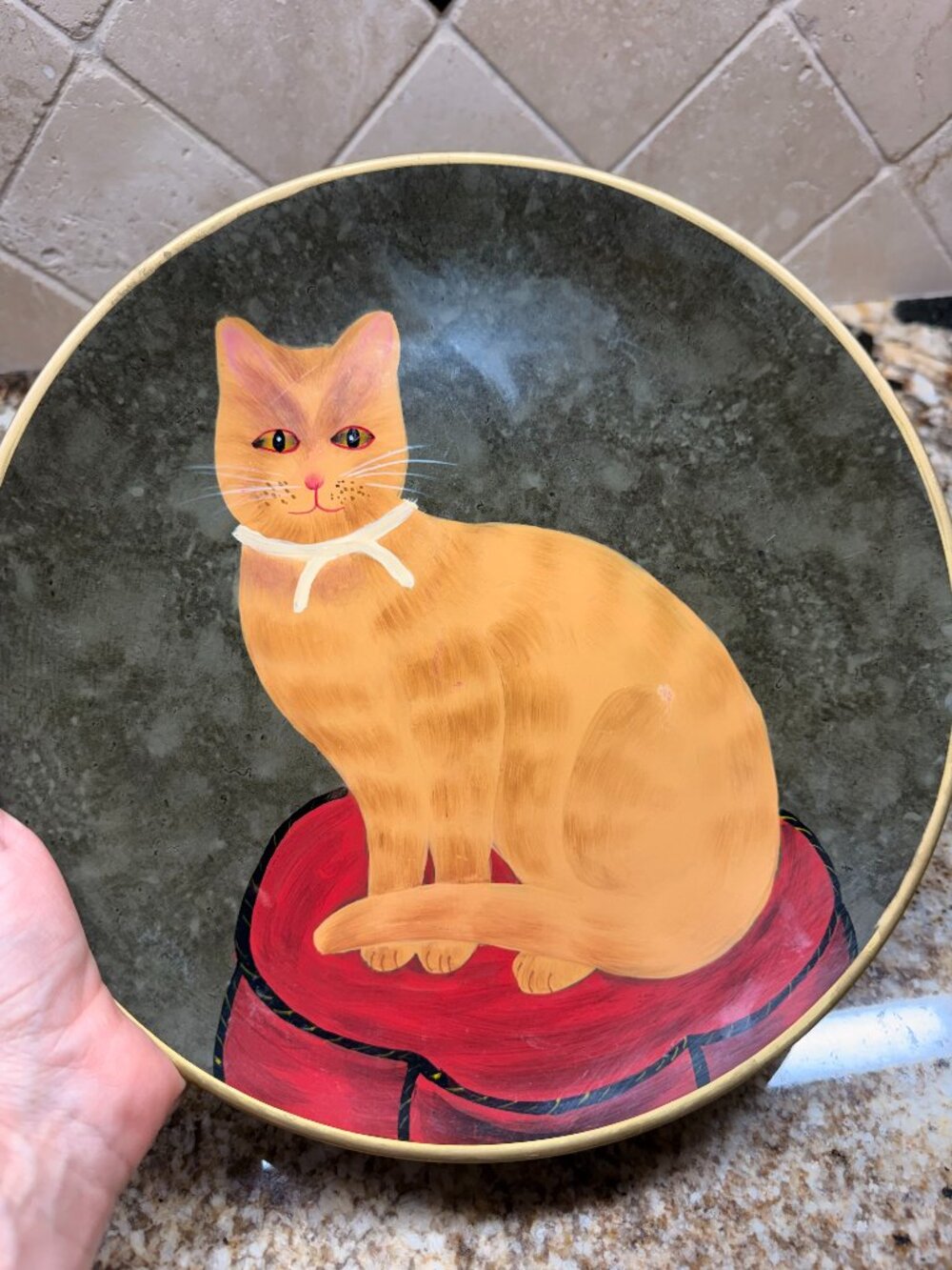 Set of 4 Raymond Waites Decorative Cat Plates Toyo Trading Co.  Cat 10"D 1980s